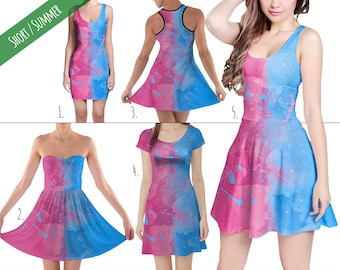 Half blue half pink dress sales