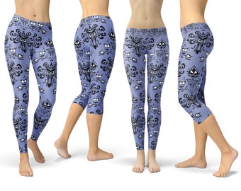 Haunted Mansion Wallpaper Theme Park Inspired - Leggings in Capri or Full Length, Sports | Yoga | Winter Styles in Sizes Xs - 5XL