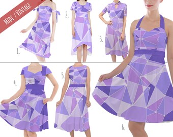 The Purple Wall - Theme Park Inspired Midi Dress in XS - 5XL - Vintage Retro Inspired