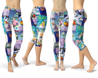 Fantasyland Vintage Disney Attraction Posters Inspired - Leggings in Capri or Full Length, Sports | Yoga | Winter Styles in Sizes XS - 5XL