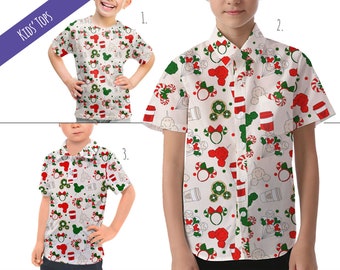 Christmas Snacks 'n Ears - Theme Park Inspired Kids' Tops - Children's Button Up Shirt, Polo Shirt, or T-shirt