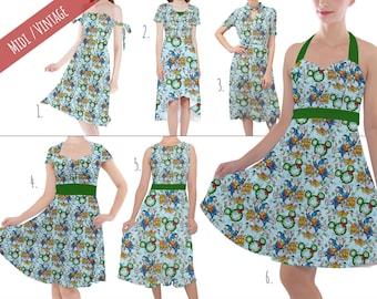Donald Duck & the Christmas Lights - Disney Inspired Midi Dress in XS - 5XL - Vintage Retro Inspired
