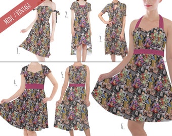 Mulan Sketched - Theme Park Inspired Midi Dress in XS - 5XL - Vintage Retro Inspired