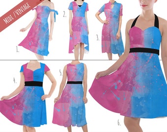 Pink or Blue Sleeping Beauty Inspired - Theme Park Inspired Midi Dress in XS - 5XL - Vintage Retro Inspired