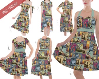 Pixar Up Travel Posters - Theme Park Inspired Midi Dress in XS - 5XL - Vintage Retro Inspired