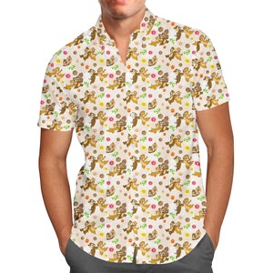 Chip 'n Dale - Theme Park Inspired Men's Button Down Short-Sleeved Shirt in Xs - 5XL - RUSH AVAIL!