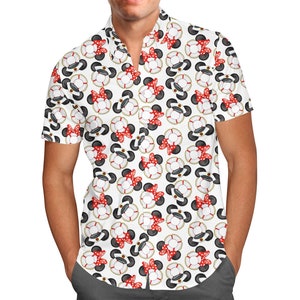 Gone Overboard In White - DCL Inspired Men's Button Down Short-Sleeved Shirt in XS - 5XL