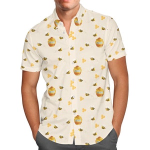 Hunny Pots - Winnie The Pooh Inspired Men's Button Down Short-Sleeved Shirt in Xs - 5XL - RUSH AVAIL!