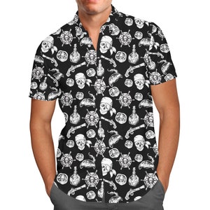 A Pirate Life Theme Park Inspired - Men's Button Down Short-Sleeved Shirt in XS - 5XL