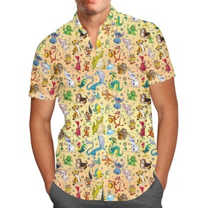 Animation Sidekicks - Men's Button Down Short-Sleeved Shirt in Xs - 5XL - RUSH AVAIL!