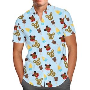 Snack Goals - Theme Park Inspired Men's Button Down Short-Sleeved Shirt in Xs - 5XL - RUSH AVAIL!