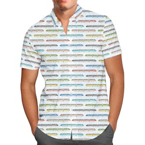 WDW Monorail Rainbow - Theme Park Inspired Men's Button Down Short-Sleeved Shirt in Xs - 5XL - RUSH AVAIL!