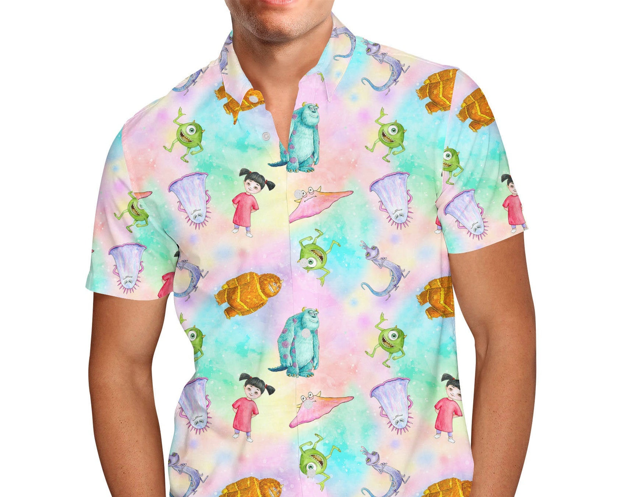 Watercolor Monsters Inc Disney Hawaiin T Shirt
