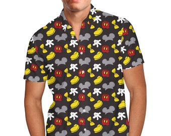 Mens mickey mouse button up shirt clearance