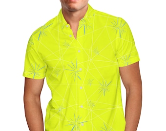 Joy Inside Out Theme Park Inspired - Men's Button Down Short-Sleeved Shirt in XS - 5XL