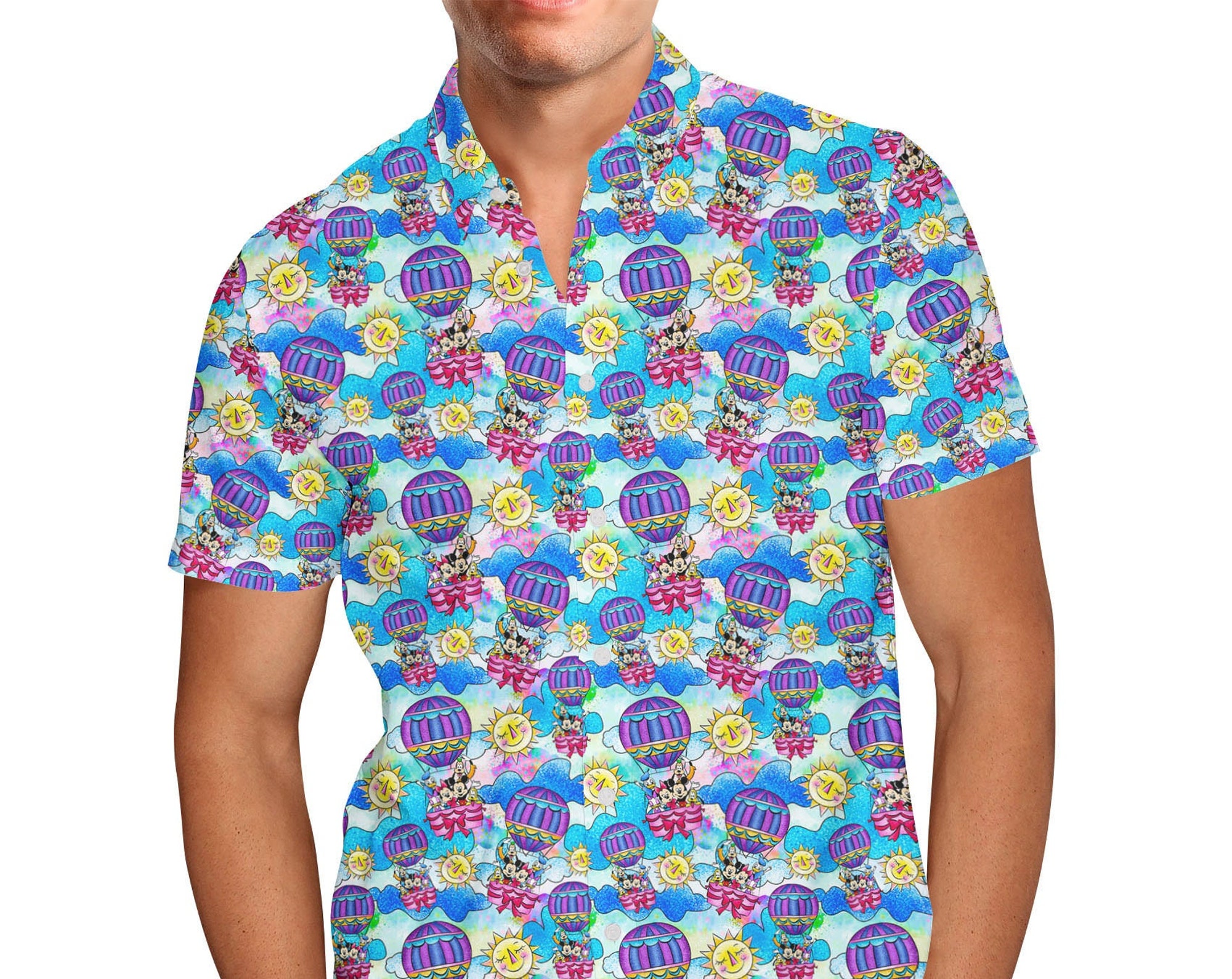 Mickey & Friends Hot Air Balloon Ride Disney Hawaiin T Shirt