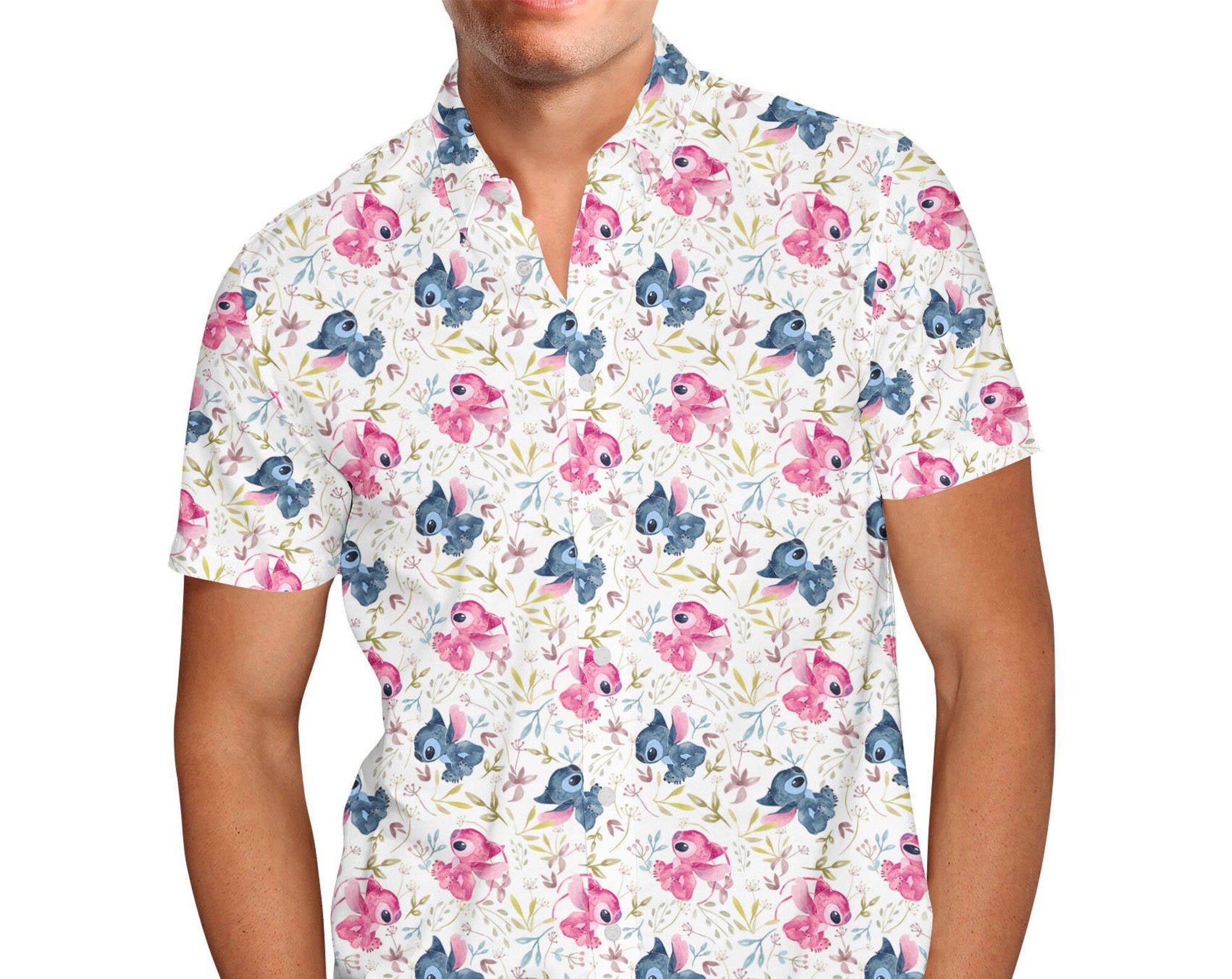 Stitch Loves Angel Disney Hawaiin T Shirt