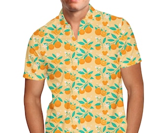 Hidden Mickey Oranges - Men's Button Down Short-Sleeved Shirt in Xs - 5XL - RUSH AVAIL!