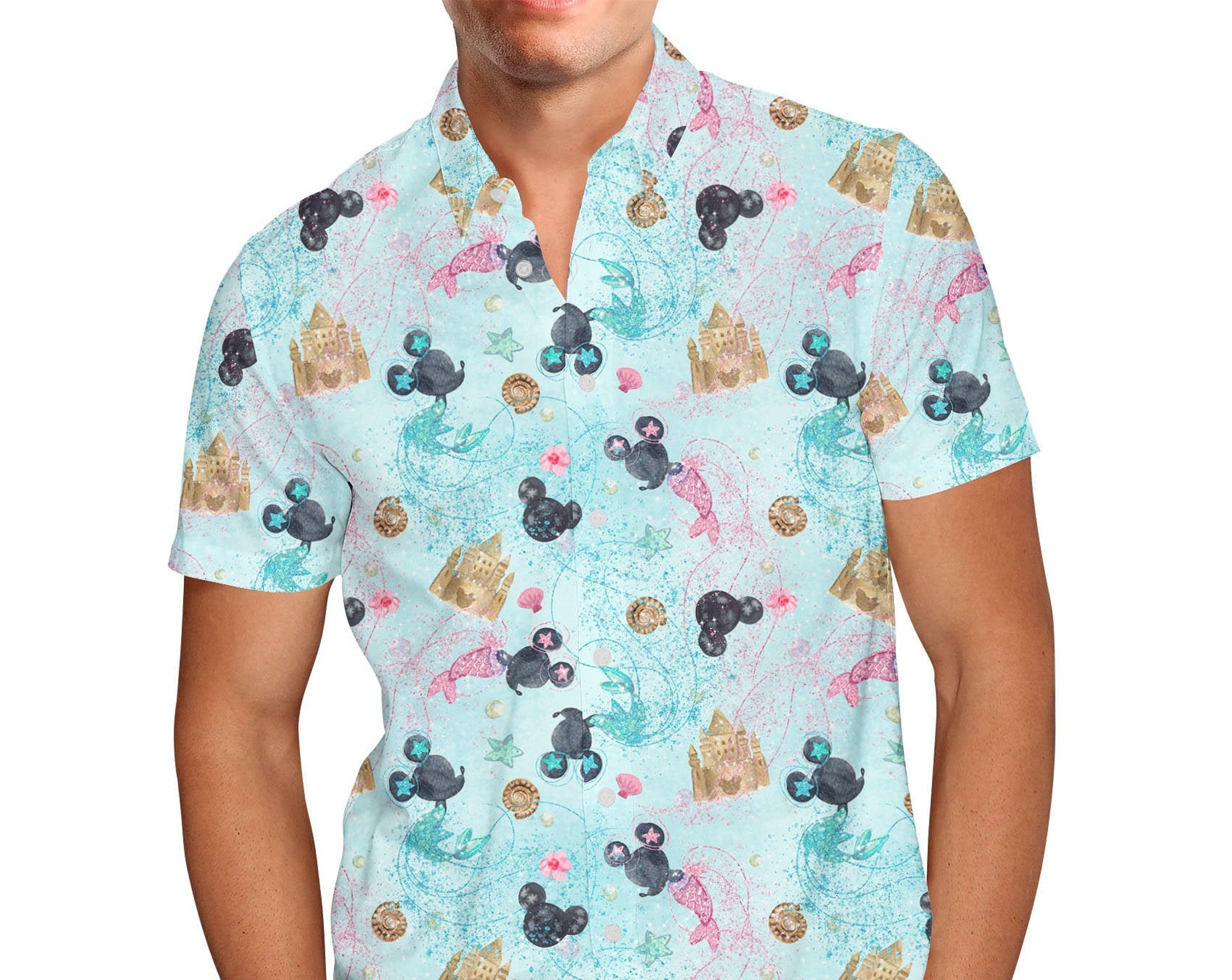 Watercolor Minnie Mermaids Disney Hawaiin T Shirt