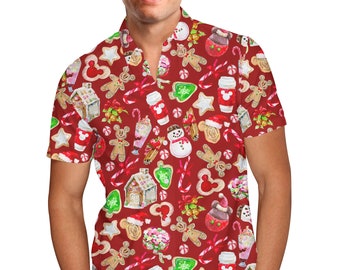 Theme Park Christmas Snack Goals - Men's Button Down Short-Sleeved Shirt in XS - 5XL