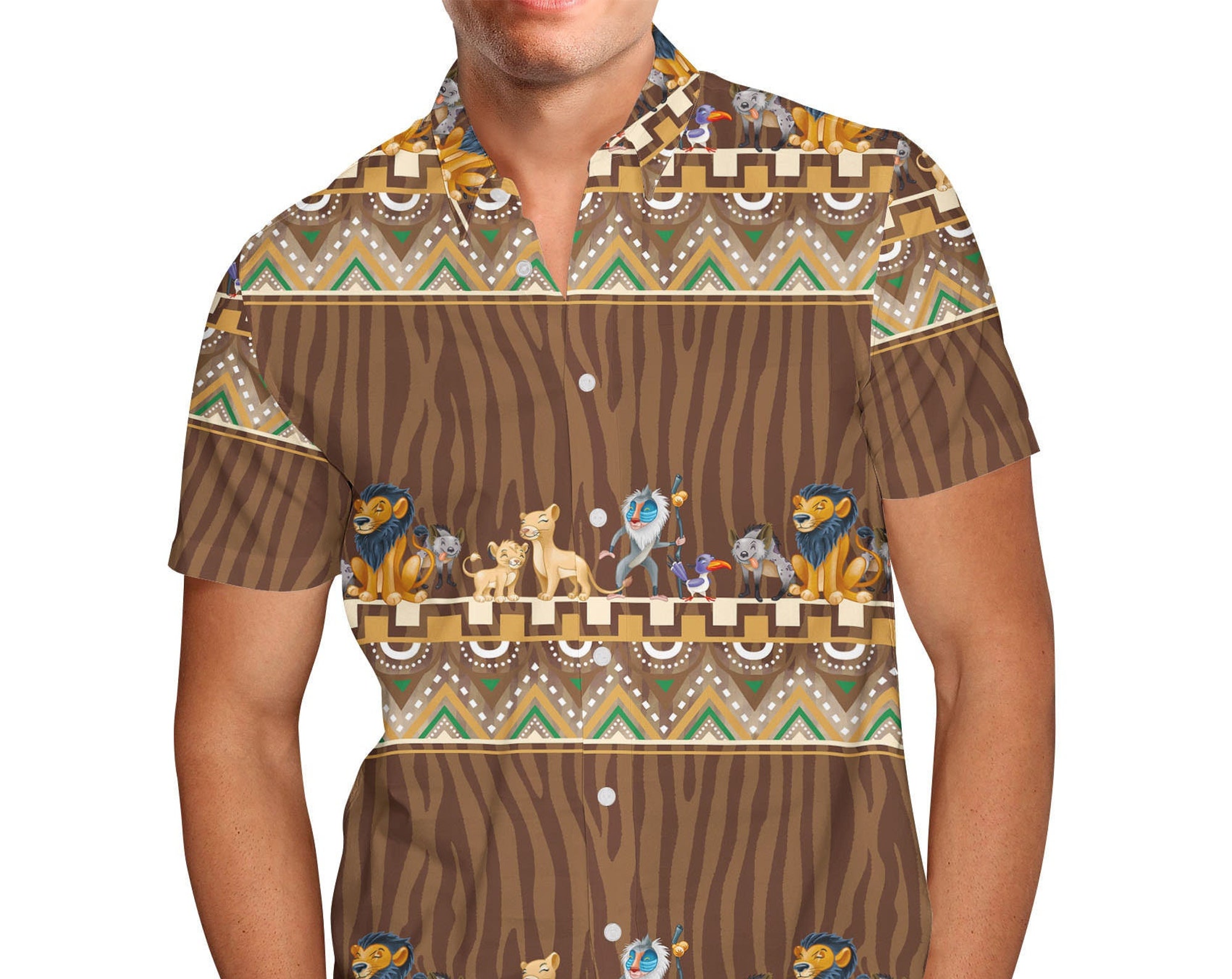 Tribal Stripes Lion King Inspired Disney Hawaiin T Shirt