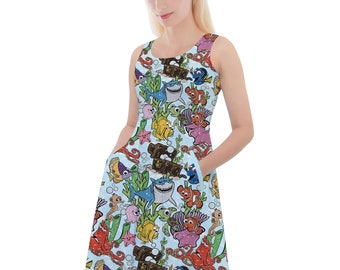 Fish Are Friends Nemo Inspired - Disney Inspired Skater Dress With Pockets in Xs - 5XL - RUSH AVAIL!