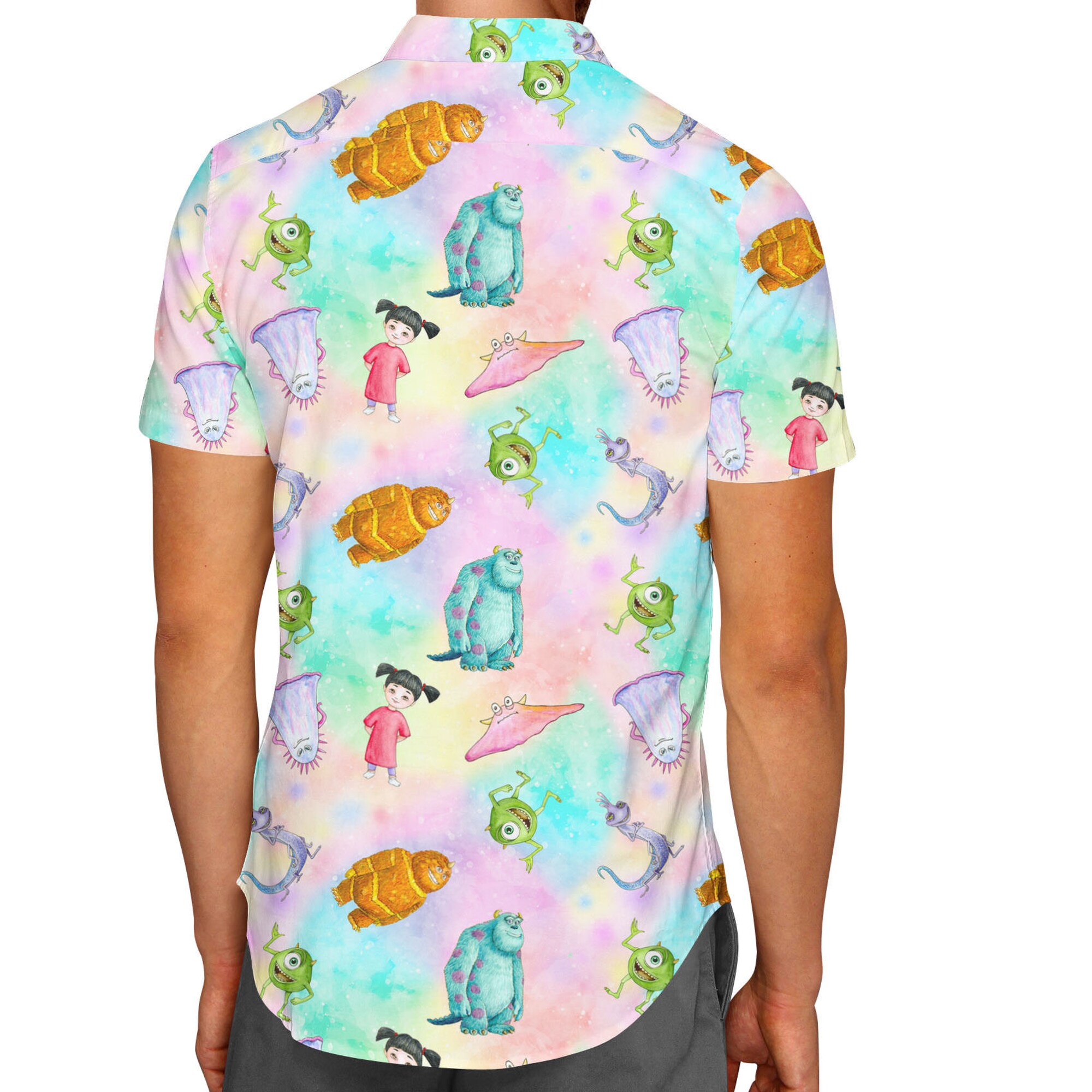 Watercolor Monsters Inc Disney Hawaiin T Shirt