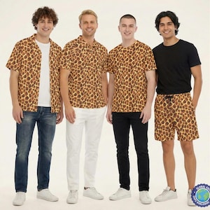 Dierenprint - giraf - op Disney geïnspireerd button-downshirt, shorts, polo, T-shirt heren in XS–8XL (nieuwe wereldwijde editie)