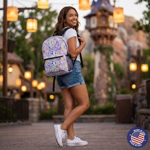 Bright Tropical Princess - Rapunzel - Backpack with Multiple Pockets  (Made in USA)