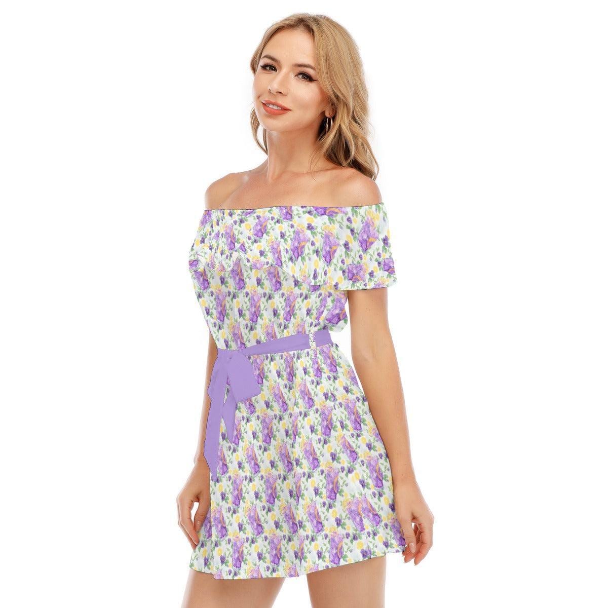 Discover Zest Of The Fest Violet Lemonade - Disney Inspired Summer Off-shoulder Ruffle Dress, Mother's Day Gift