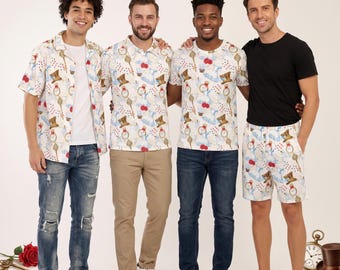 Iconos del País de las Maravillas - Camisa de manga corta, pantalones cortos, polo y camiseta para hombre inspirados en Disney, disponibles en tallas XS–8XL