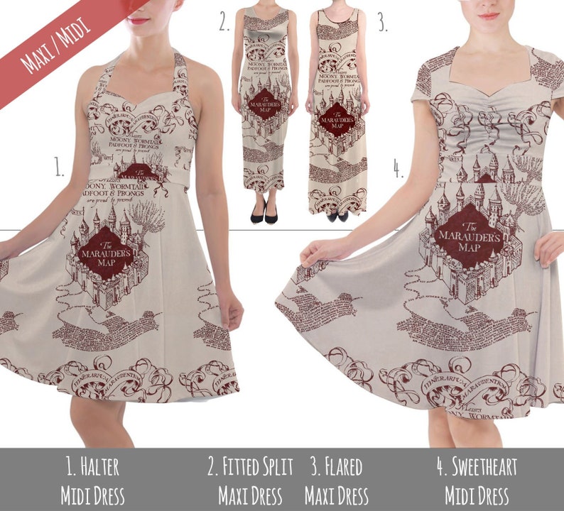 Marauder Map Flared Maxi Dress