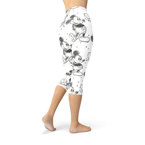 Sketch of Mickey Mouse Theme Park Inspired Leggings in Capri or