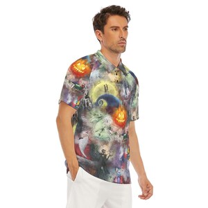 Aquarela O Estranho Mundo de Jack - Camisa masculina abotoada, shorts, polo e camiseta inspirada na Disney nos tamanhos XS–8XL (nova edição global) 2. Men's Polo Shirt