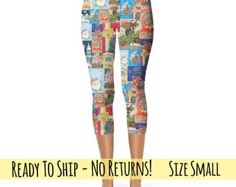 Ready To Ship - Sport Waist Capri Leggings - S - Holiday Attraction Posters WDW