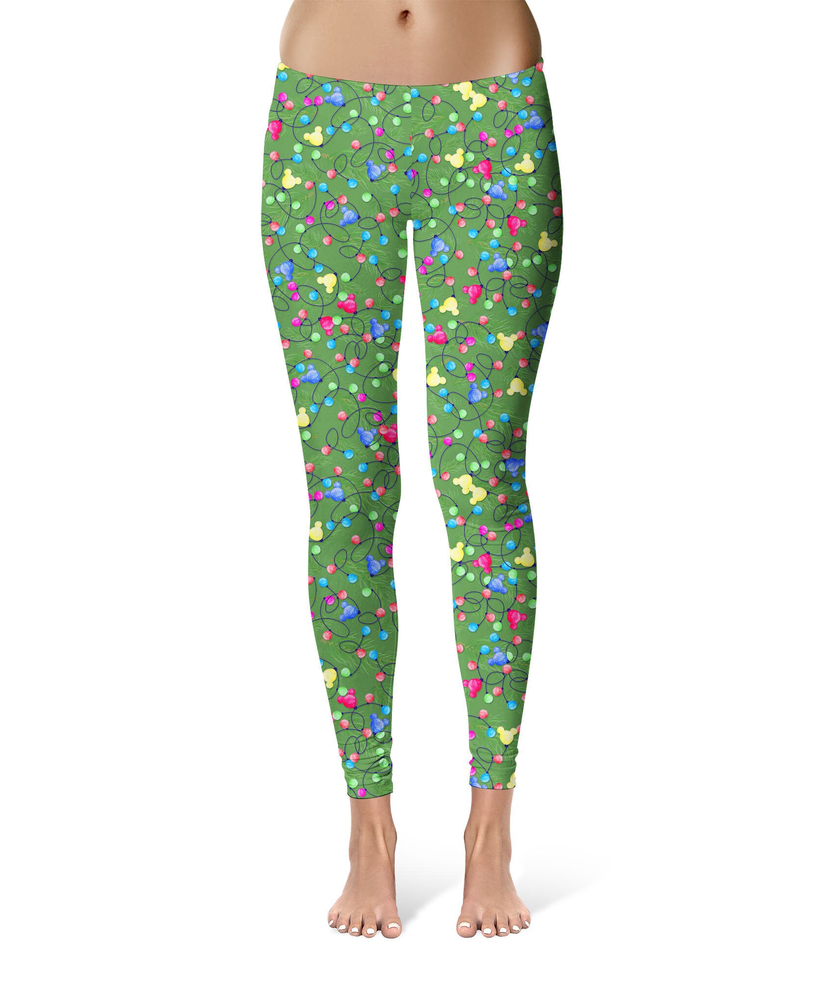 Discover Mouse Ears Christmas Lights - Theme Park Inspired Leggings