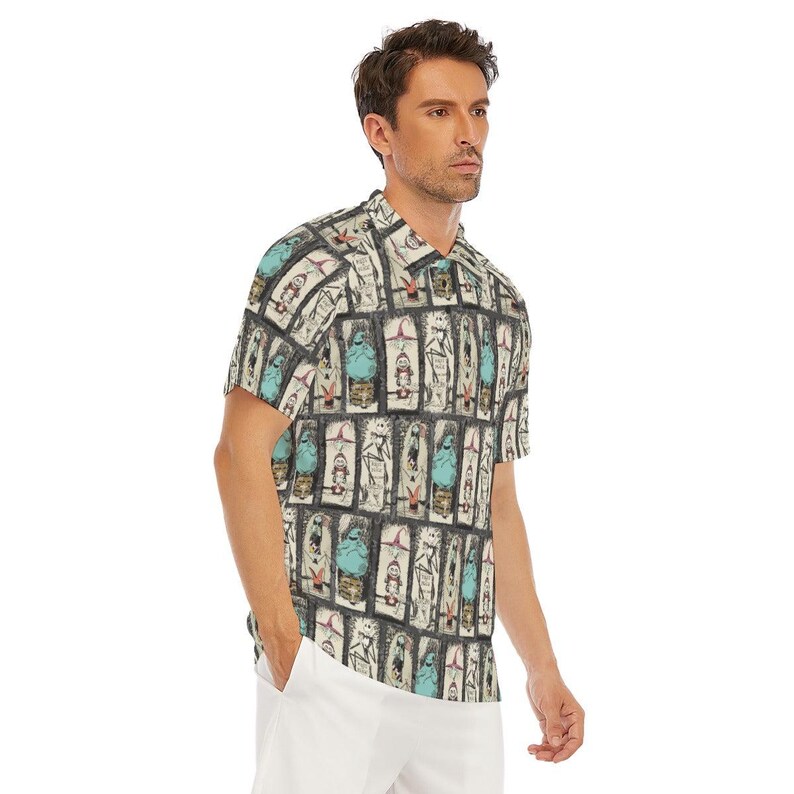 Stretching Haunted Nightmare - Disney Inspired Men's Button Down Shirt, Shorts, Polo, T-shirt in XS–8XL 2. Men's Polo Shirt