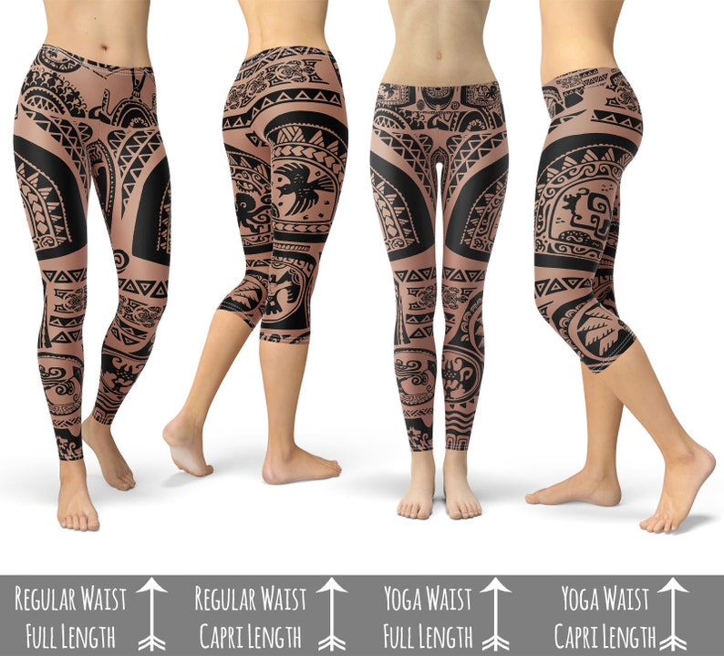 Maui Tattoos Inspired Disney Moana Leggings in Capri or Full - Etsy