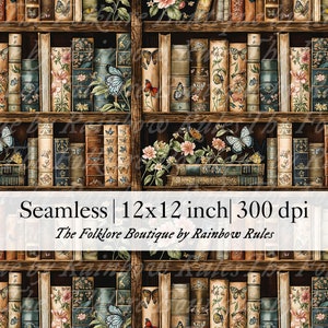 Libri d'epoca e farfalle - Carta digitale premium con motivo senza soluzione di continuità, download immediato ESCLUSIVA LIMITATA A 25