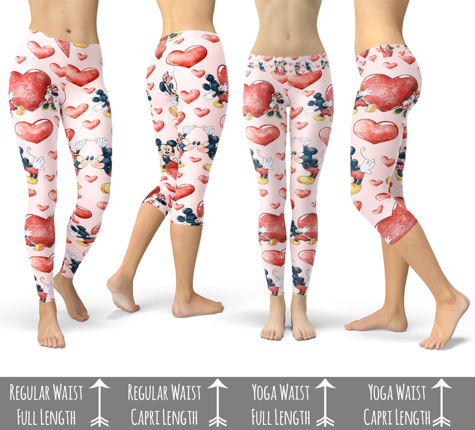 Valentine Mickey & Minnie Theme Park Inspired Leggings in Capri or