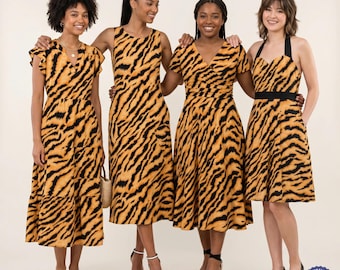 Vestido midi con estampado animal - Tigre - Inspirado en Disney, disponible en tallas XS–7XL