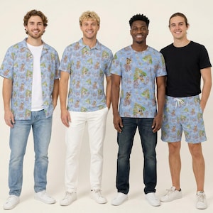 Briar Patch Splash - Camisa masculina com botões inspirada na Disney, shorts, polo e camiseta nos tamanhos XS–8XL (nova edição global)