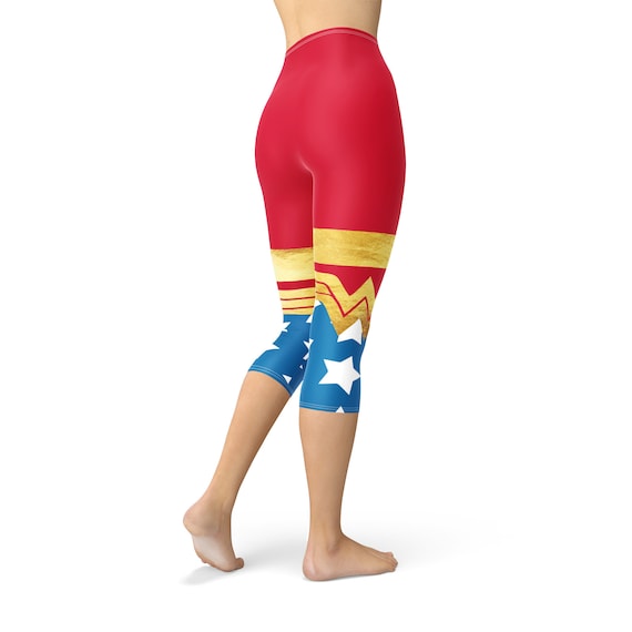 Wonder Woman Super Hero Inspired Leggings in Capri or Full Length