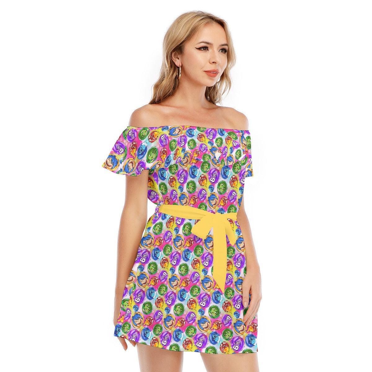 Discover Inside Out Pixar Inspired - Disney Inspired Summer Off-shoulder Ruffle Dress, Mother's Day Gift