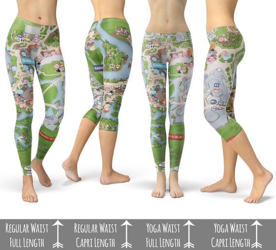 Magic Kingdom Map WDW Park Map Leggings in Capri or Full Length, Sports  Yoga Winter Styles in Sizes XS 5XL 