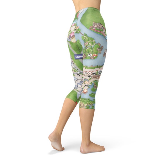 Magic Kingdom Map WDW Park Map Leggings in Capri or Full Length, Sports Yoga  Winter Styles in Sizes XS 5XL 