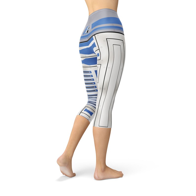Little Blue Droid SW Space Wars R2D2 inspired Leggings in Capri or Full Length, Sports Yoga Winter Styles in Sizes Xs 5XL image 10