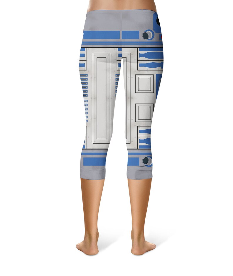 Little Blue Droid SW Space Wars R2D2 inspired Leggings in Capri or Full Length, Sports Yoga Winter Styles in Sizes Xs 5XL image 8