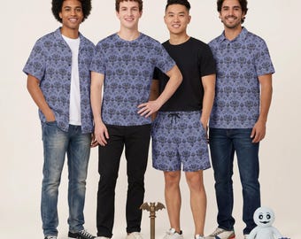 Haunted Mansion Wallpaper - Disney Inspired Men's  Button Down Shirt, Shorts, Polo, T-shirt in XS–8XL
