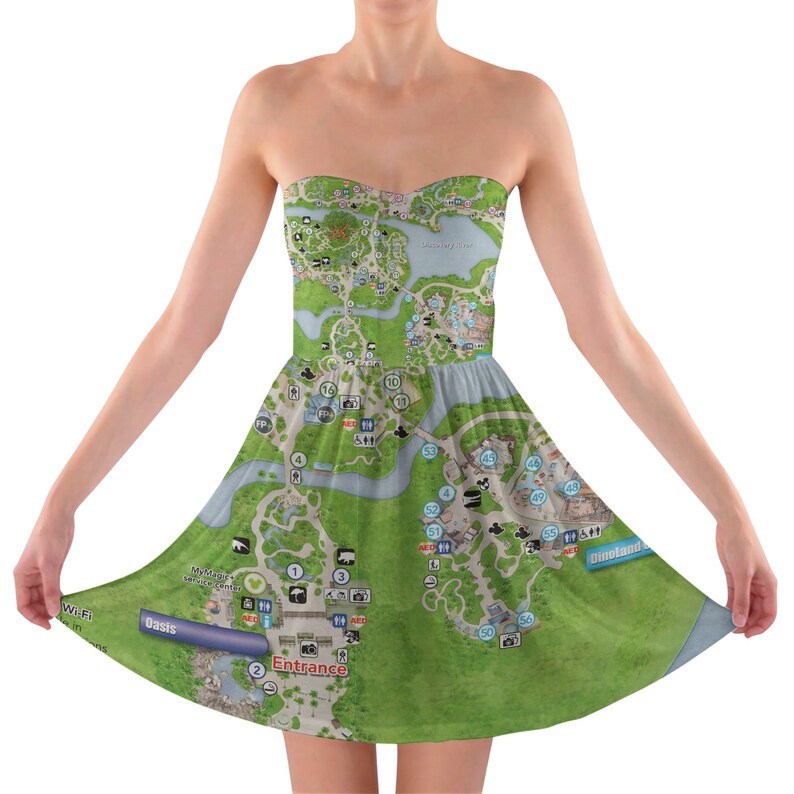 Animal Kingdom Map Disney World Dress in XS 5XL Short / | Etsy